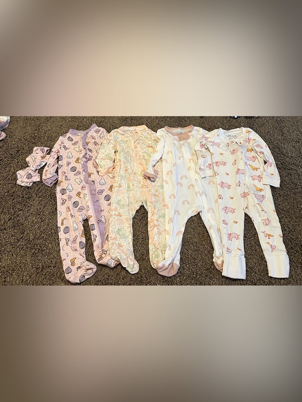 Fun print baby footies